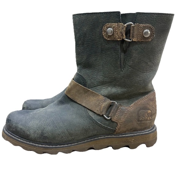 Sorel Scotia Waterproof Short Oiled Leather Biker Riding Boots Womens Sz 9 - Picture 3 of 7